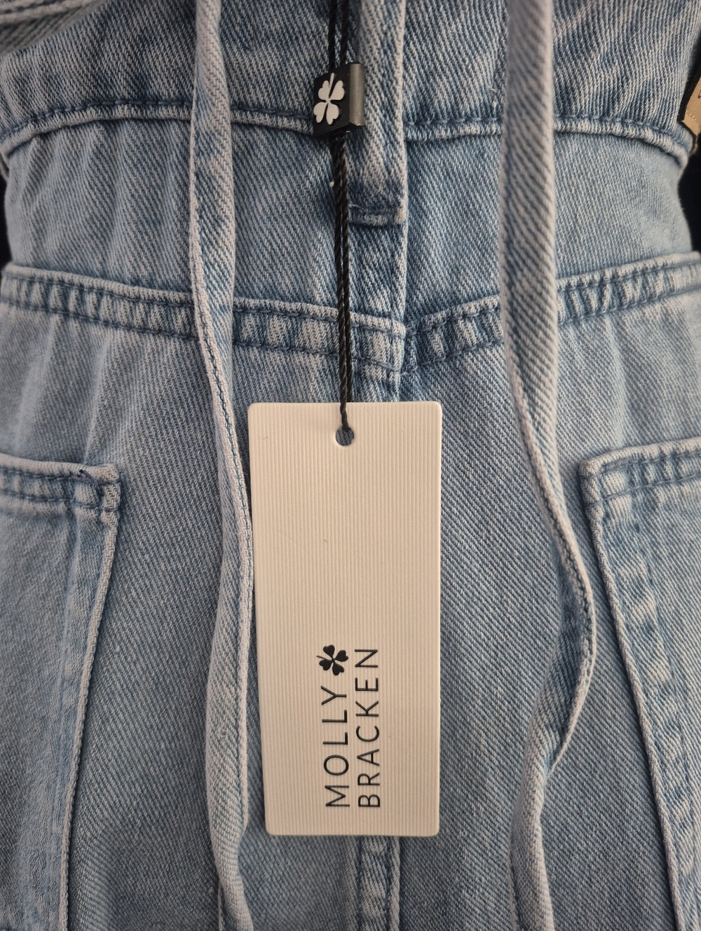 NWT - Light Wash Denim Halter Lace-Up Back Midi Dress - Summer - XS - Picture 5 of 11